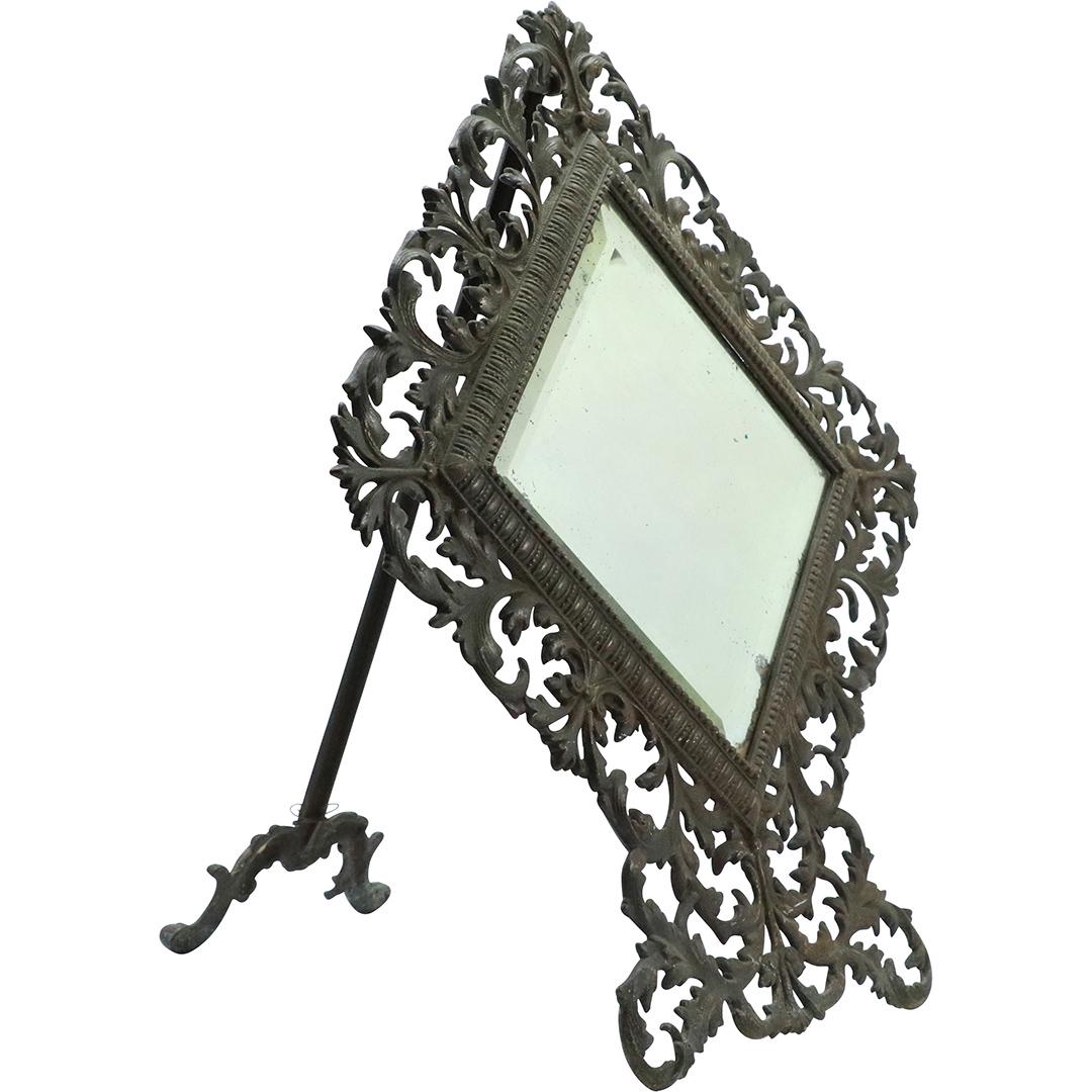 19th C. Brass Victorian Free Standing Make-Up Mirror (1 of 6)