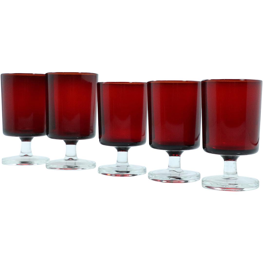 [5] France Ruby Red Stem Glasses, 2 Sizes of 2 and 3 (1 of 6)