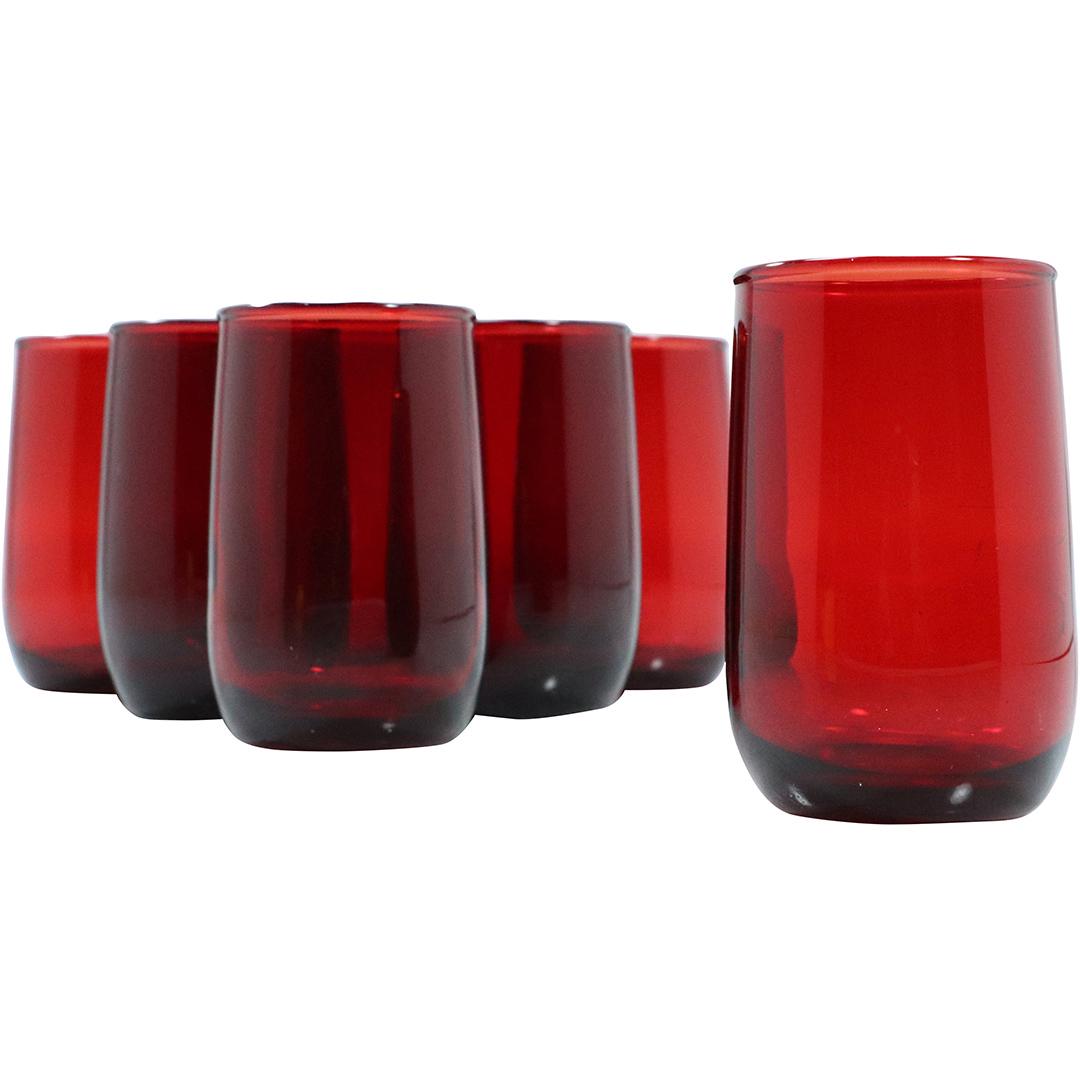 [7] Ruby Red Elegant Glass Tumbler Drinking Glasses (1 of 5)