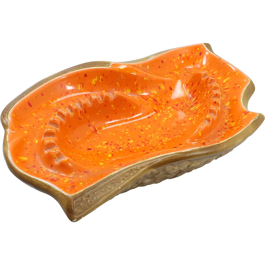 Mid-Century Modern Orange Ceramic Large Ashtray Bowl (1 of 7)