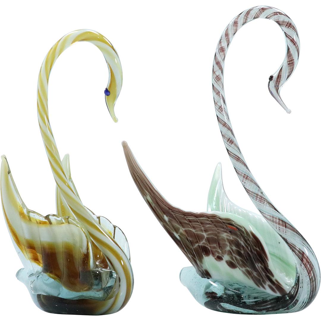 [2] Two Murano Italian Art Glass Swan Figure Sculptures (1 of 9)