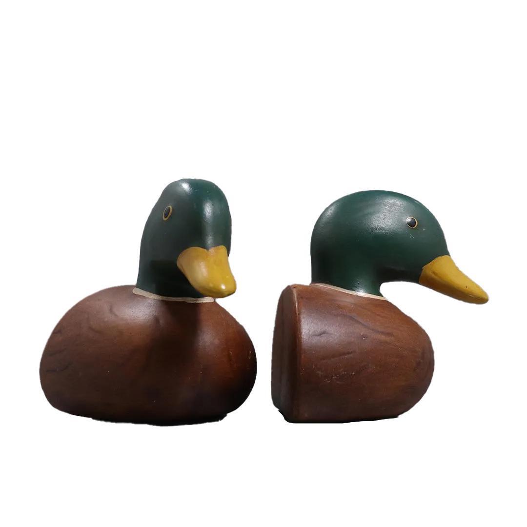Wooden Half Duck Decoy Bookends Hand Painted (1 of 6)