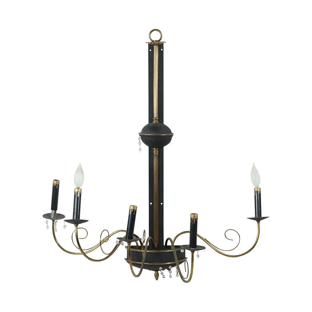 Brass French 5-Light Half Chandelier Wall Mount Fixture (1 of 10)