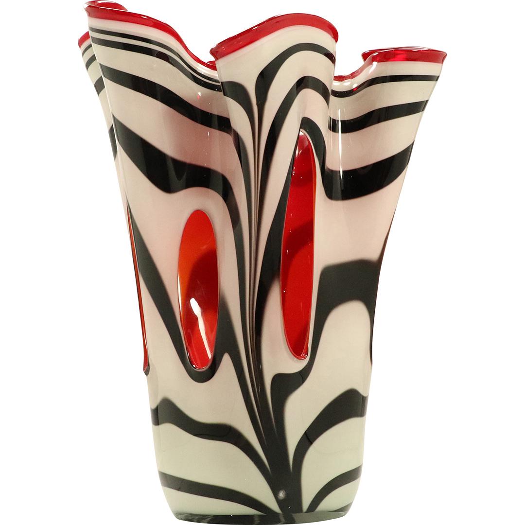 Quality Mid-Century Red Black White Art Glass Vase (1 of 8)