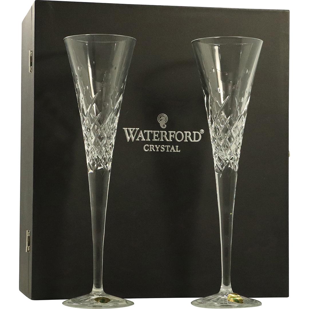 WATERFORD Crystal Toasting Flutes in Presentation Box (1 of 6)