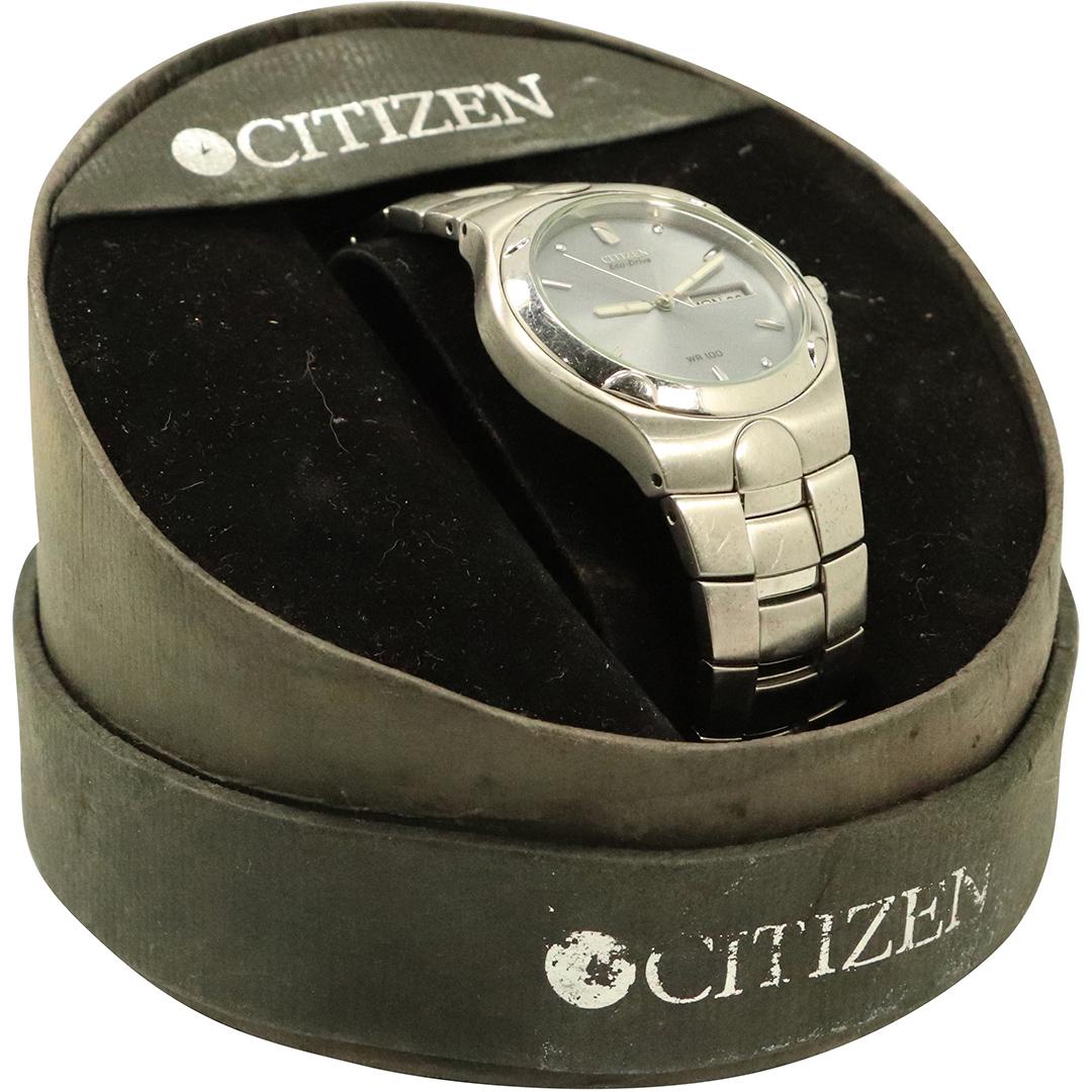 Citizen Eco-Drive Stailness Steel Wristwatch in Case: Citizen Eco-Drive Stailness Steel Wristwatch in Case. Size: 1.5w x 3.5L