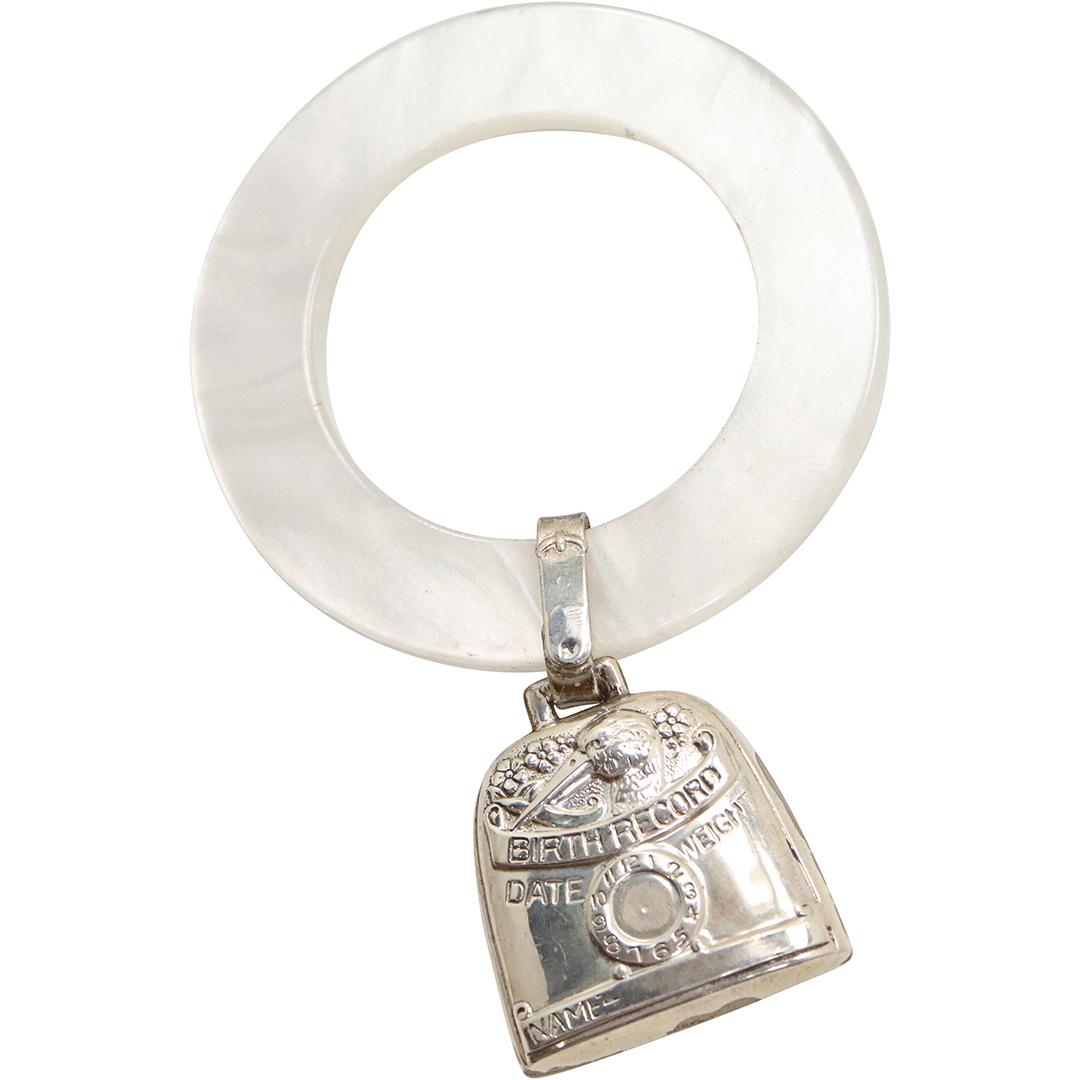 Sterling Silver "Birth Record" Rattle on Circle Ring (1 of 6)