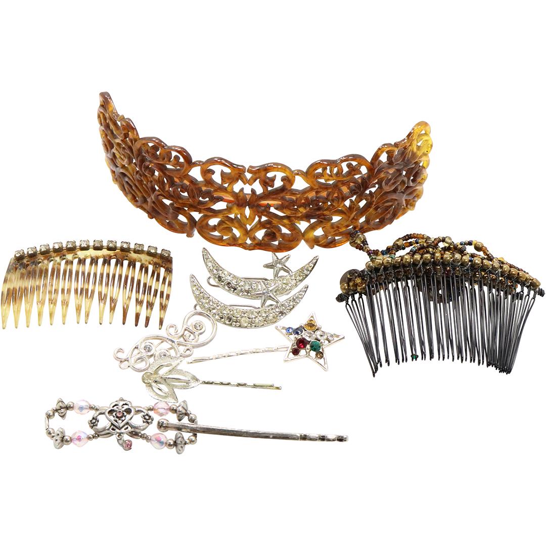9 Pc Assorted Hair Combs, Hair Pins  - Vintage (1 of 10)