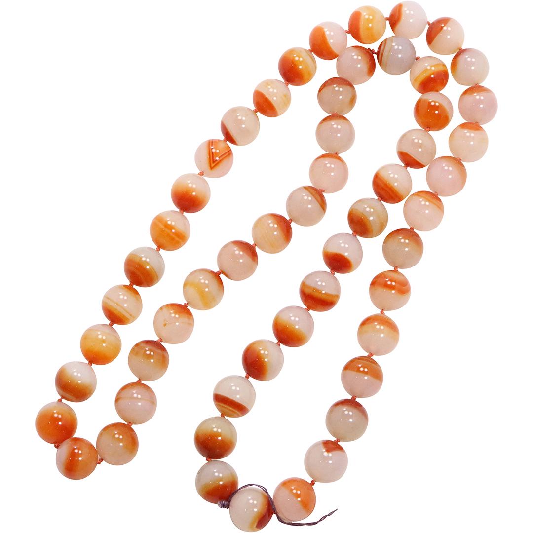 Sardonyx Orange Swirl Glass Bead Double Knot Necklace (1 of 4)