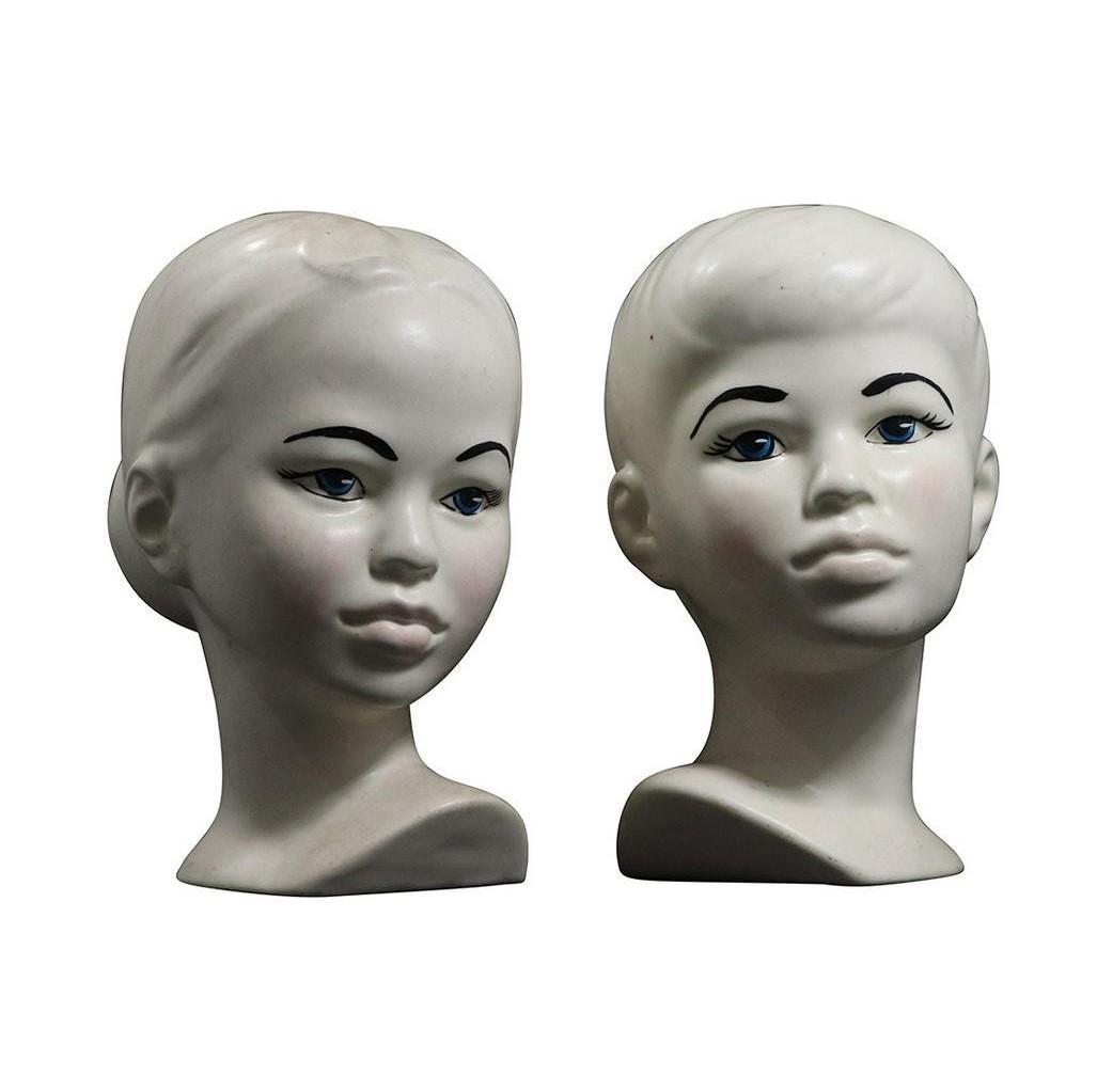 Holland Mold White Ceramic Polynesian Boy & Girl Busts (1 of 8)