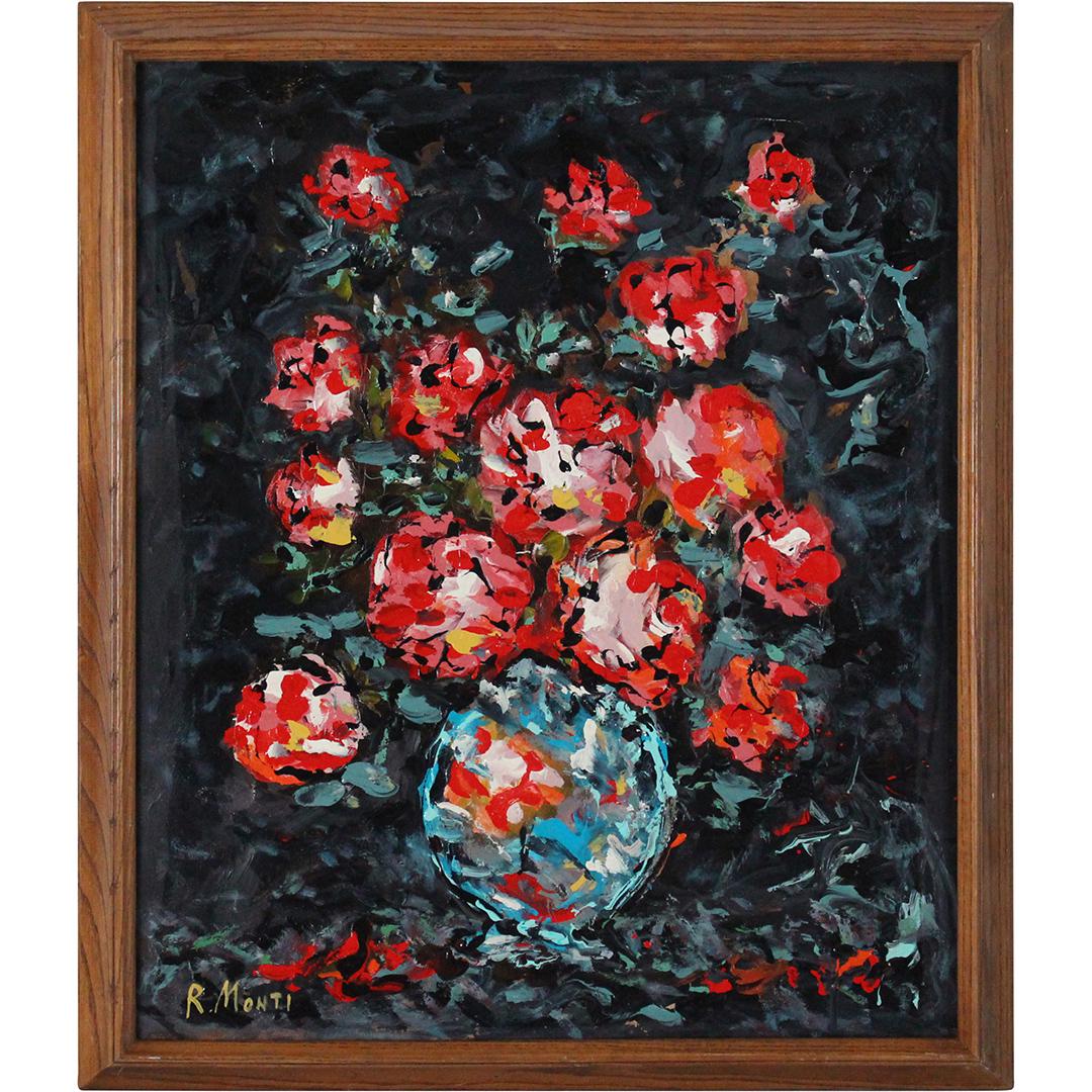 R Monti, Mid-Century Modern Abstract Still Life O/c (1 of 8)
