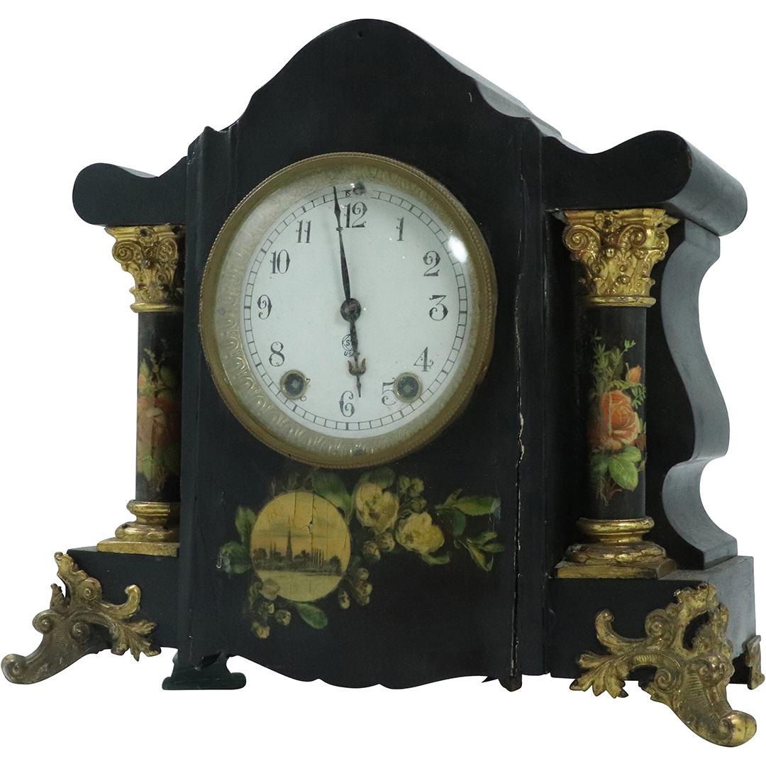 Seth Thomas Fancy Black Mantle Clock Pat'd Sept 7 1880 (1 of 13)