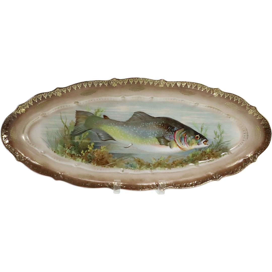 C T Germany Antique Porcelain Fish Platter: C T Germany Antique Porcelain Fish Platter. Size: 2h x 22L x 9.25w