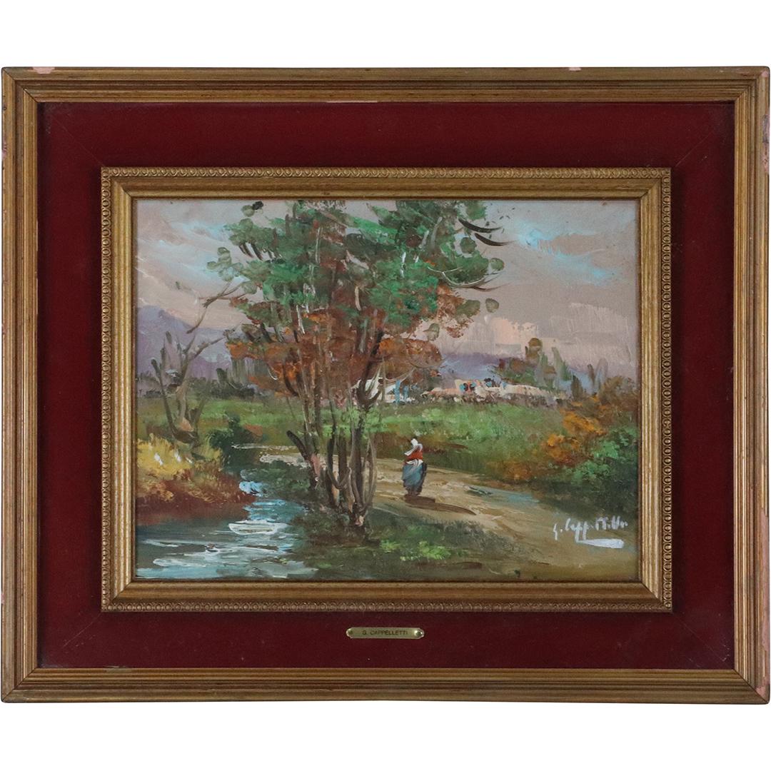 G Cappelletti, Oil/b Figure in Landscape with Stream (1 of 9)