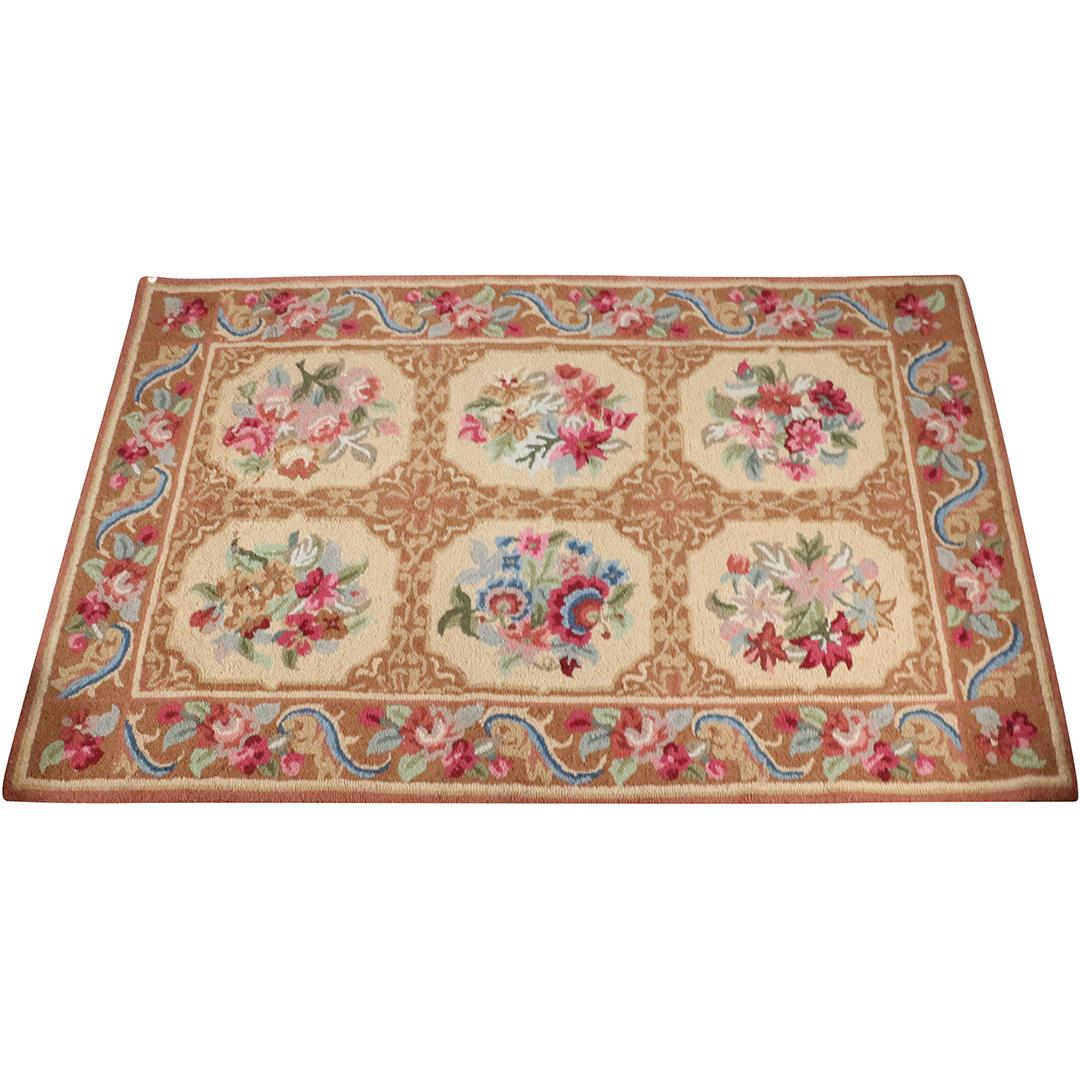 Area Size Wool Hooked Rug French Aubusson Pattern (1 of 9)