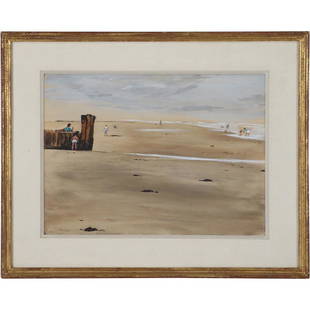 Walter Stuempfig; American Watercolor Signed: Walter Stuempfig; American Watercolor Signed.Watercolor on paper. Cape May Beach, NJ. Faintly signed lower center; 11.5in. X 15.5in.(image), 17.5in. X 21.5in.(outside frame)