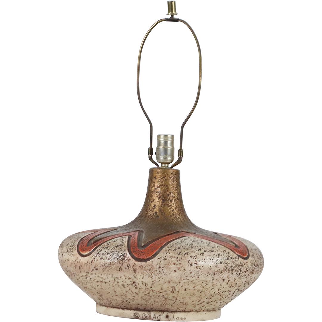 Mid-Century Modern Ceramic Squat Lamp Signed Bell Art (1 of 8)