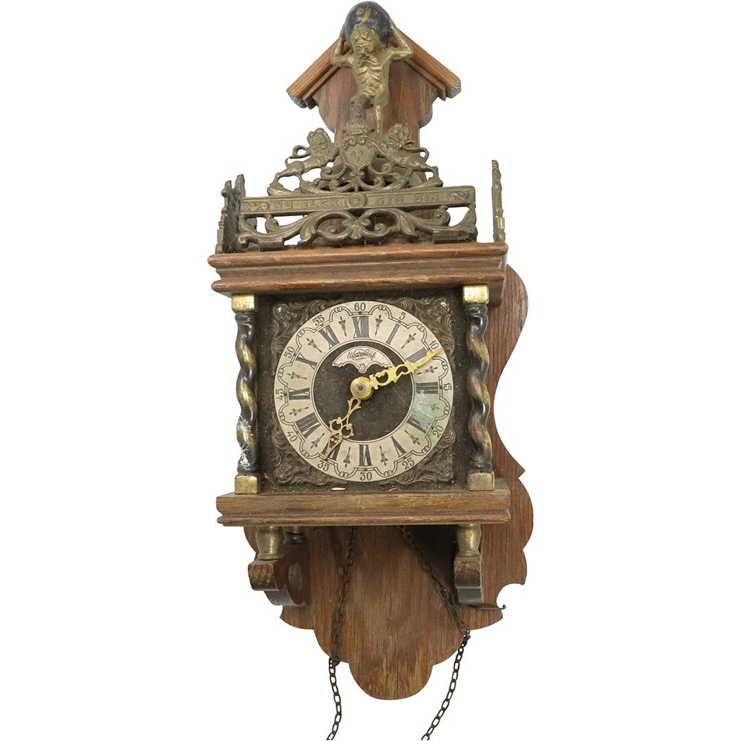 Dutch Warmink Wall Clock with Atlas Figure at Crest (1 of 12)