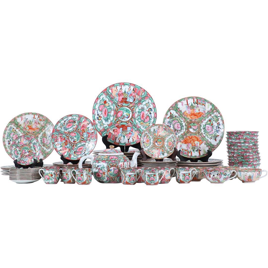 75 Pieces Chinese Rose Medallion Porcelain - Assorted (1 of 12)