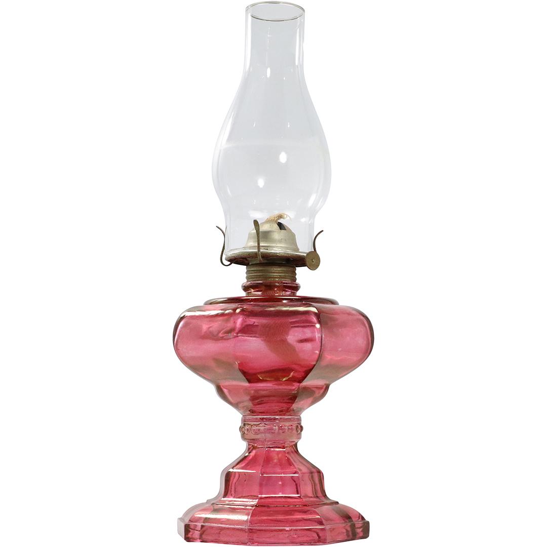 Cranberry Flash Glass Kerosene Lamp Base (1 of 7)
