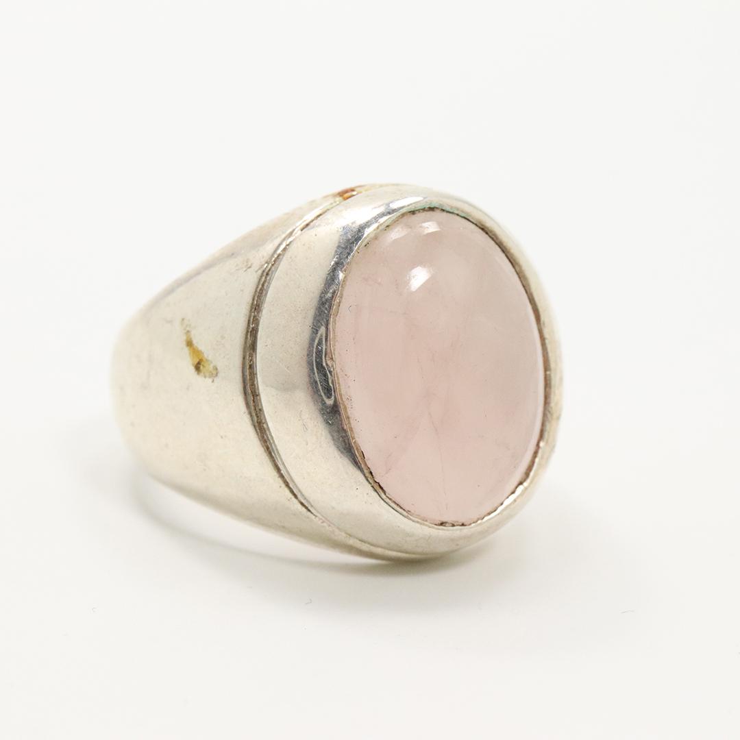 .925 Sterling Silver Rose Quartz Men's Ring Size 12 (1 of 5)