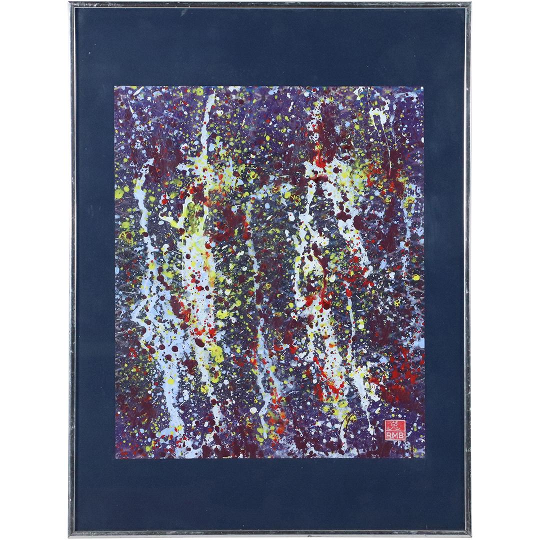 Signed RMB, Asian Artist Mid-Century Drip Art Abstract. (1 of 7)