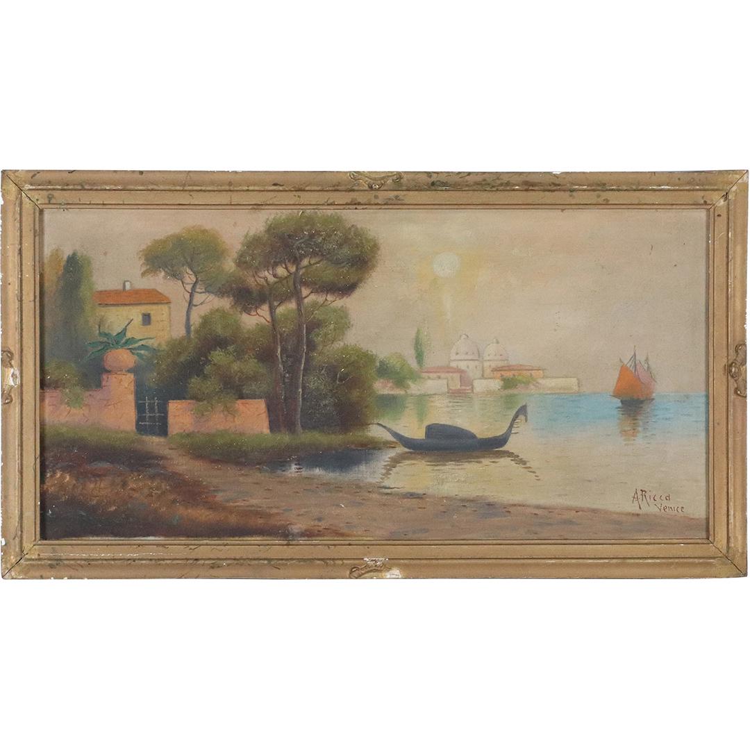 A Ricca, Vintage Oil Painting Venice Landscape (1 of 7)