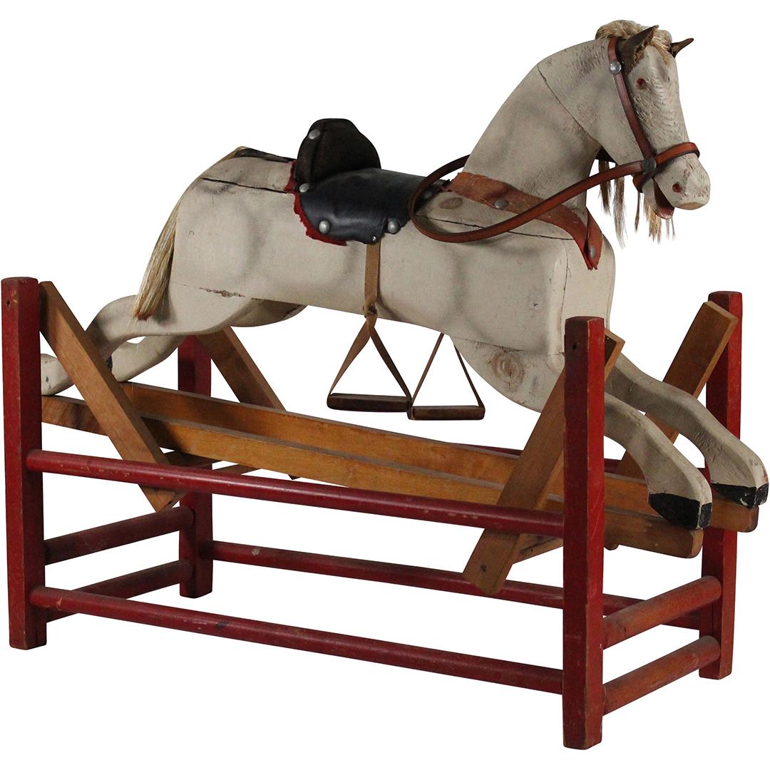 Wooden Saddled Rocking Horse All Complete - Primitive: Wooden Saddled Rocking Horse All Complete - Primitive. Clean. Size: 30x35x14.5 in