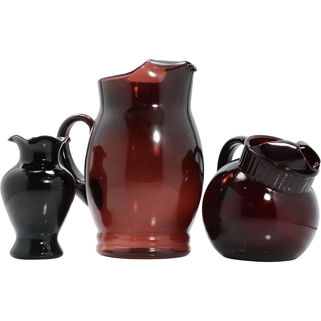 Ruby Red Water Pitcher, Vase; Amethyst Lemonade Pitcher (1 of 8)