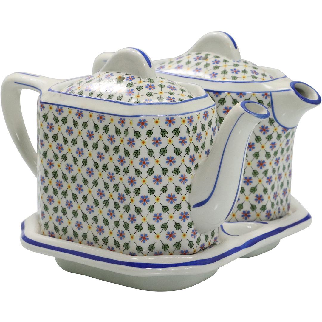 HALL China Porcelain Tea and Coffee Pots on Tray (1 of 8)