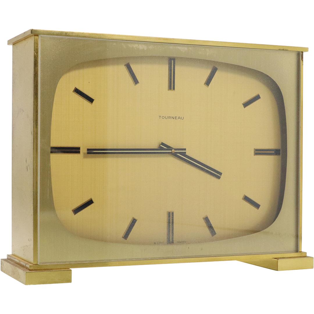 Tourneau Brass Mid-Century Mantle Clock 15 Jewels Swiss (1 of 8)