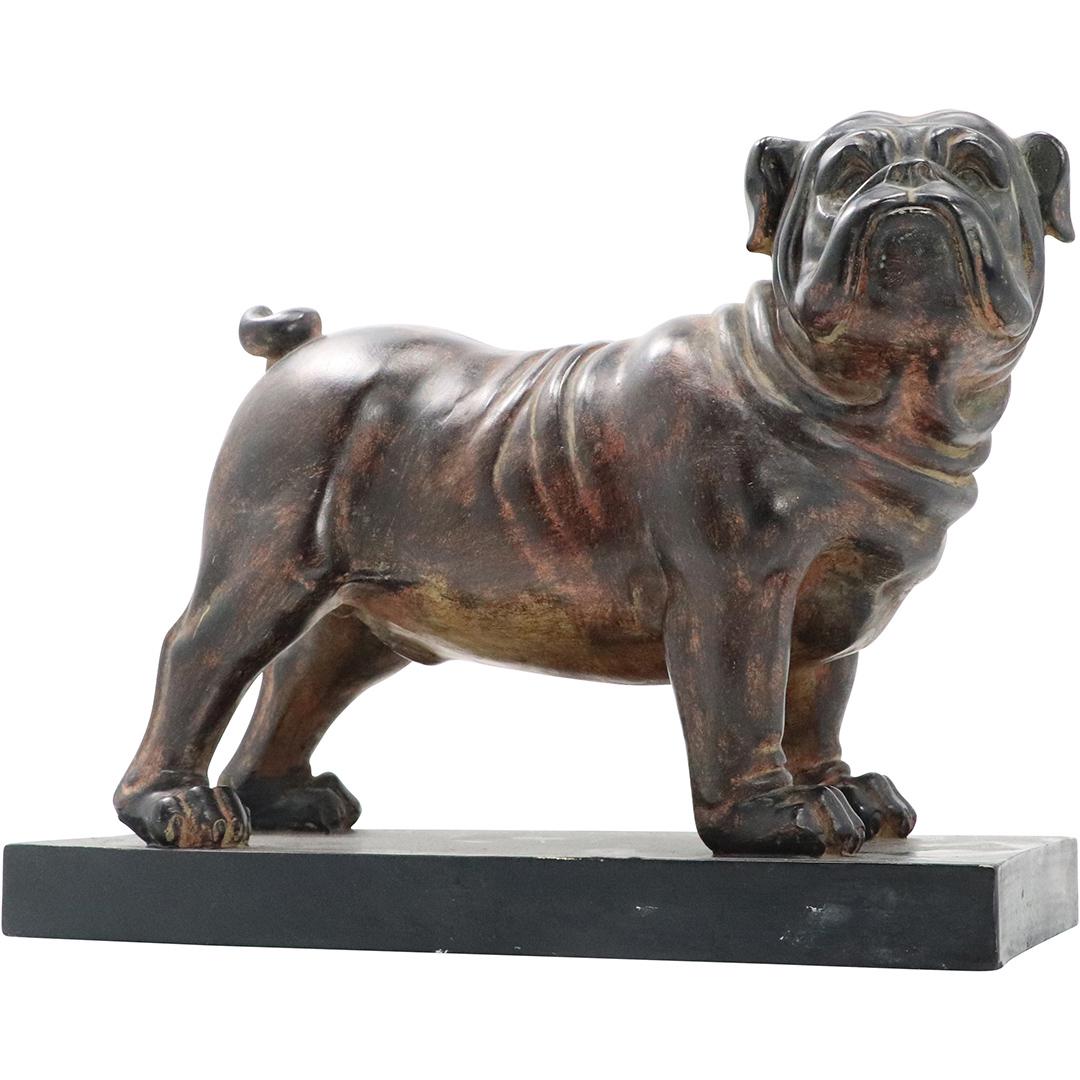Bronze Pug Dog Figure Statue on Base (1 of 7)