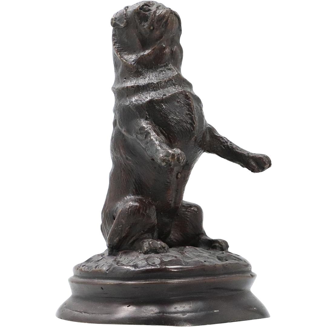 P J MENE, Bronze Pug Dog in Sitting Up Position, Signed (1 of 7)