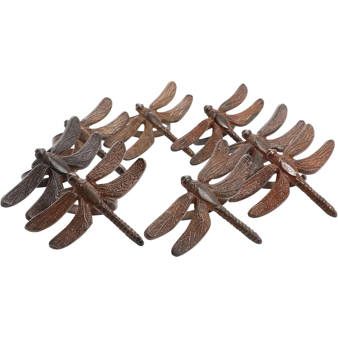 [8] Cast Metal Dragonfly Figure Napkin Rings: [8] Cast Metal Dragonfly Figure Napkin Rings. Size: 3x4 in