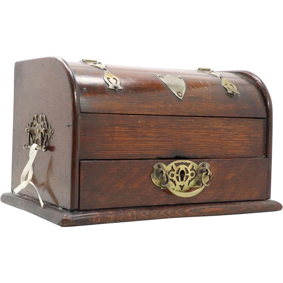 Continental Wood Dome Letter Box Lift Top and Drawer (1 of 7)