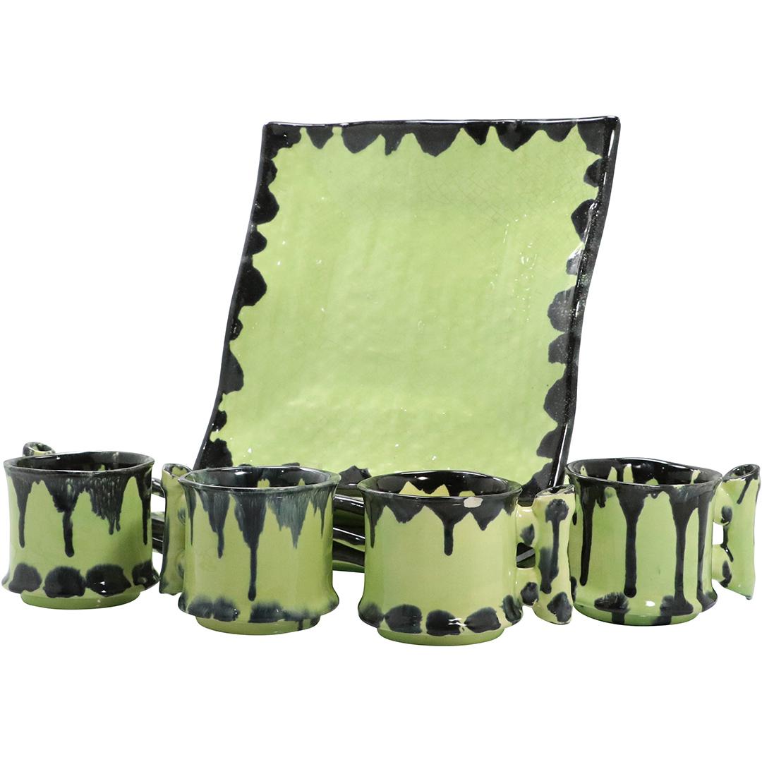 8 Pc. Guppy's Island Ware Calif. Green Drip Ceramic (1 of 9)