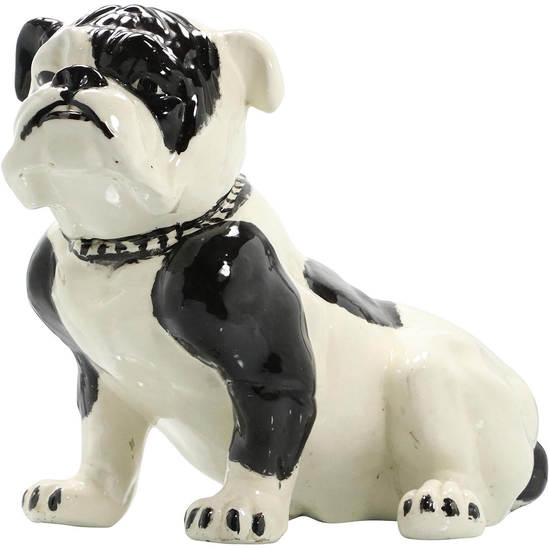 Large Vintage Ceramic Pug Dog Figure Statue Black White (1 of 8)