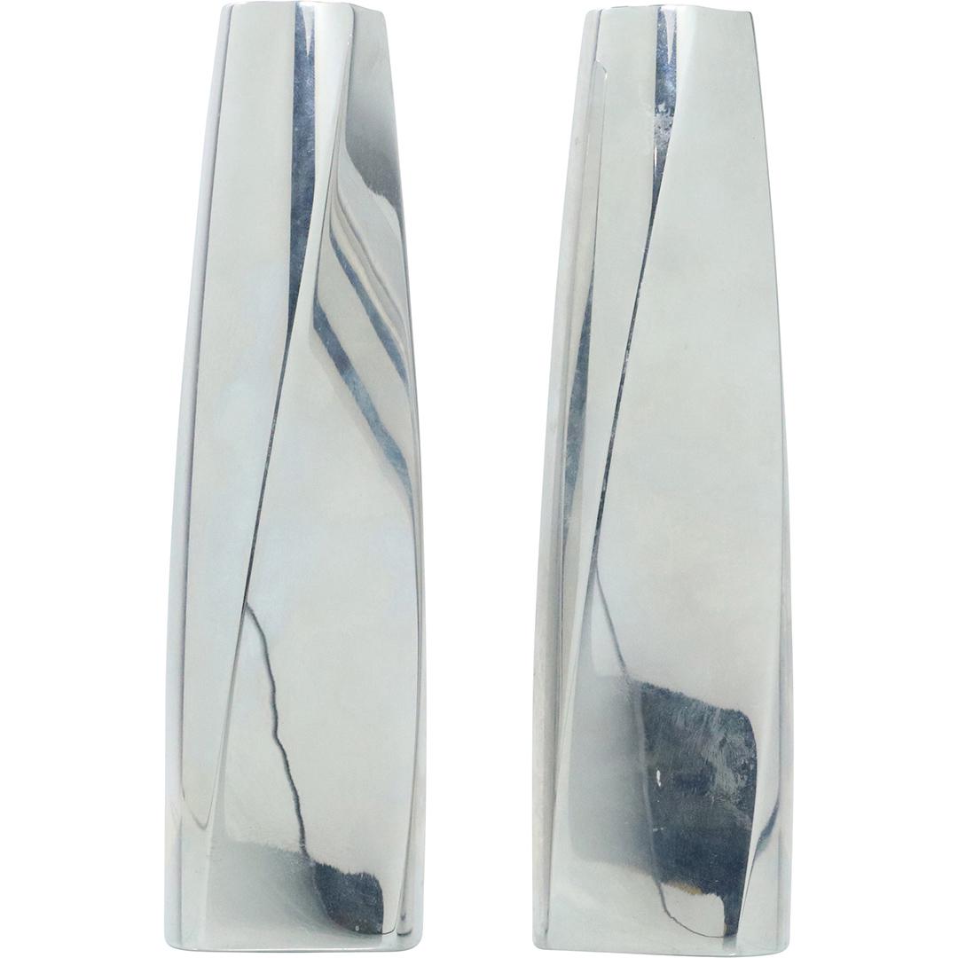 Pair Modern Polished Candlesticks Fred Bould for Nambe (1 of 5)