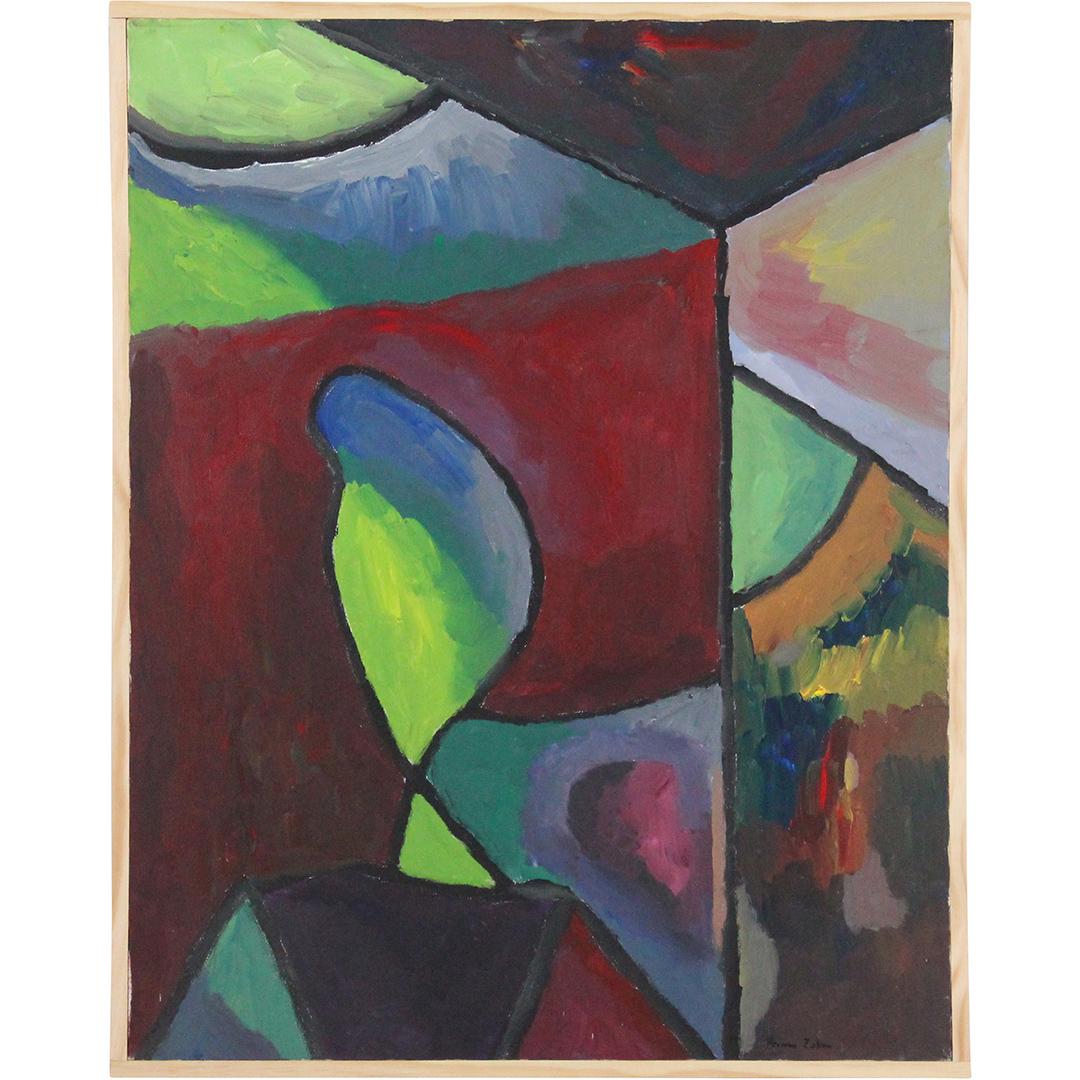 Herman Zuker, b. 1959 Polish / American, Abstract Oil/c: Herman Zuker, b. 1959 Polish / American, Abstract Oil/c. Oil on canvas painting. Circa 1985. Signed, Framed. Size: 28 x 22 , outside of frame: 23 x 29