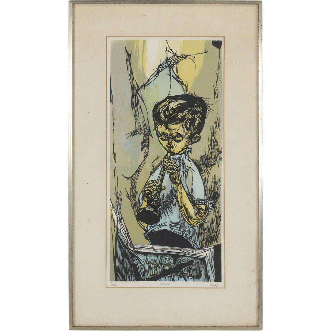 MERVIN JULES, Listed American, Woodblock Musician (1 of 9)