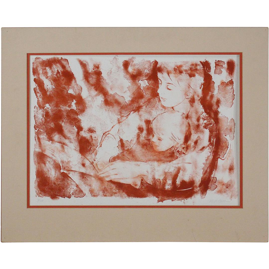 Ruth Cobb, Massachusetts, Mother and Child Lithograph: Ruth Cobb, Massachusetts, Mother and Child Lithograph. Pencil signed. Original framing. Well listed American Artist. Size:26 x 20 outside paper:29 x 24. ASKart: Ruth Cobb (1914 - 2008) was active/live