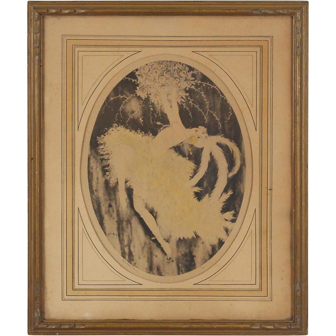 Boris, Art Deco Colored Engraving Fantasy Dancer (1 of 10)