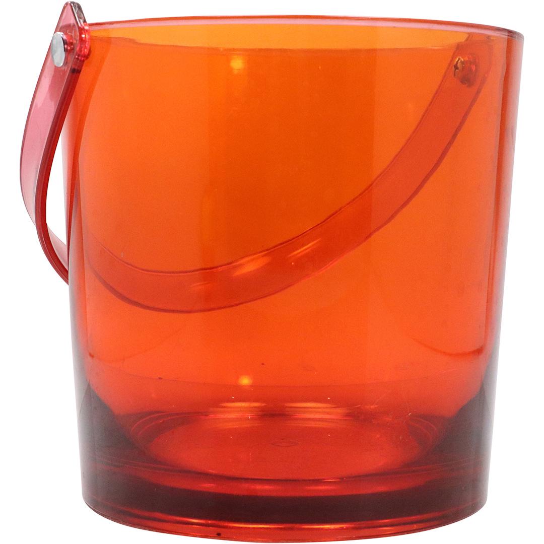 Mid-Century Modern Orange Lucite Ice Bucket: Size: 7.5h x 8w