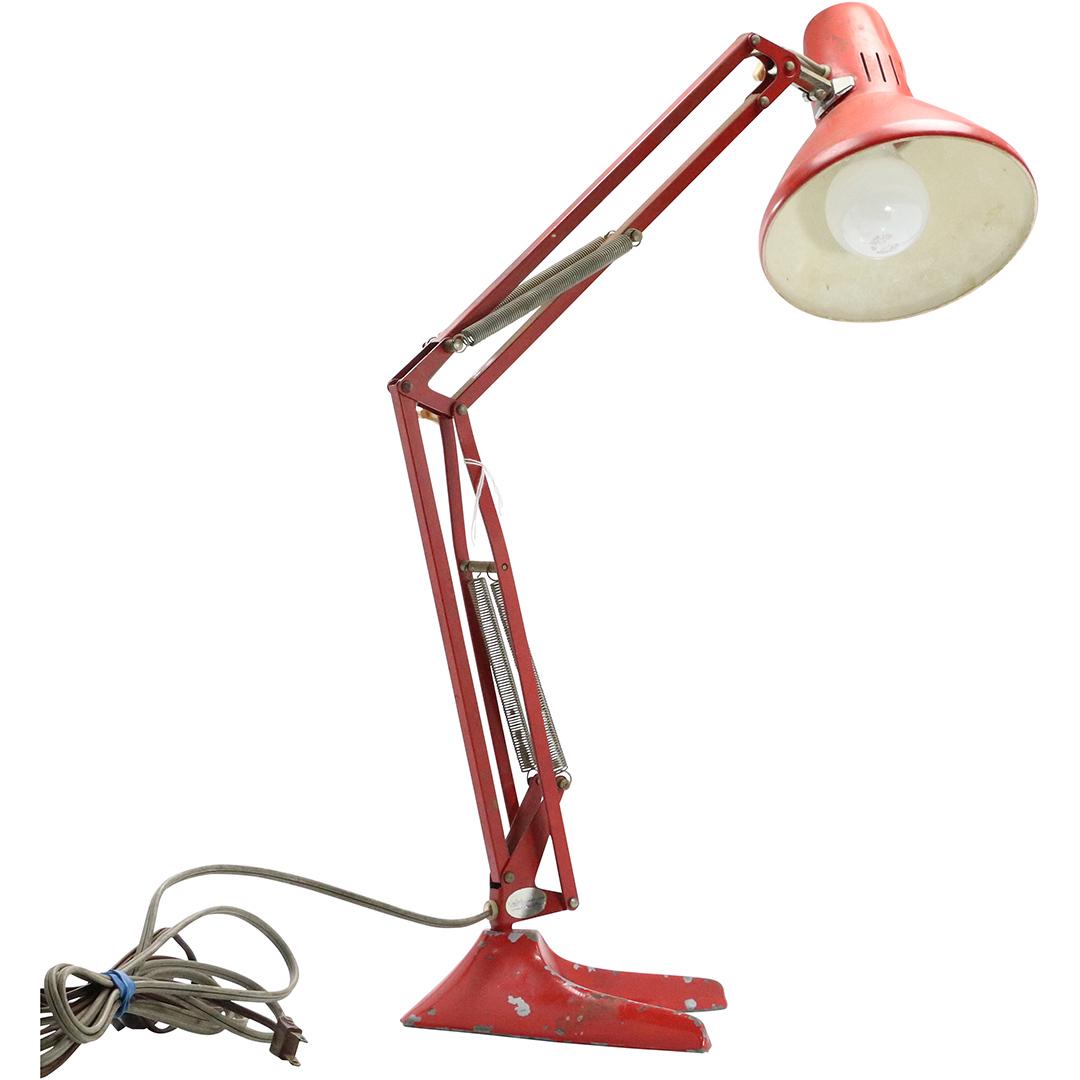 1970s Ledu Scandinavian Orange Painted Angle Poise Lamp (1 of 11)