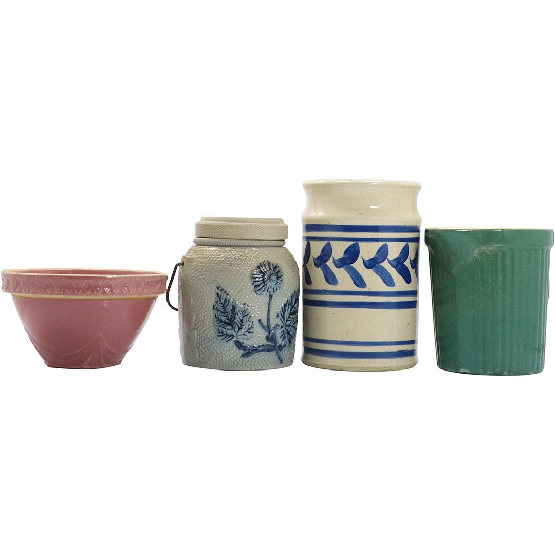 3 Pottery Pots, Vase and Salt Glaze Jar (1 of 12)
