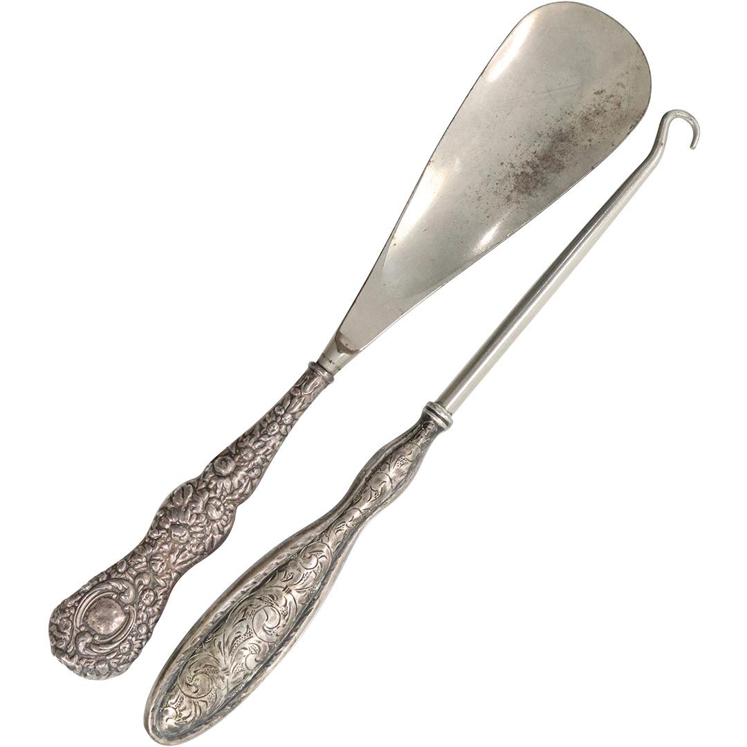2 Pc. Sterling Silver Handle Hook and Shoe Horn (1 of 8)