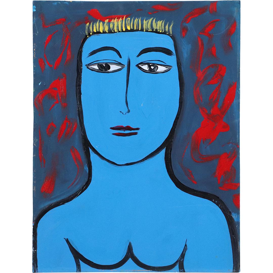 Thomas Pulgini, Listed American, Abstract Blue Man O/b (1 of 6)