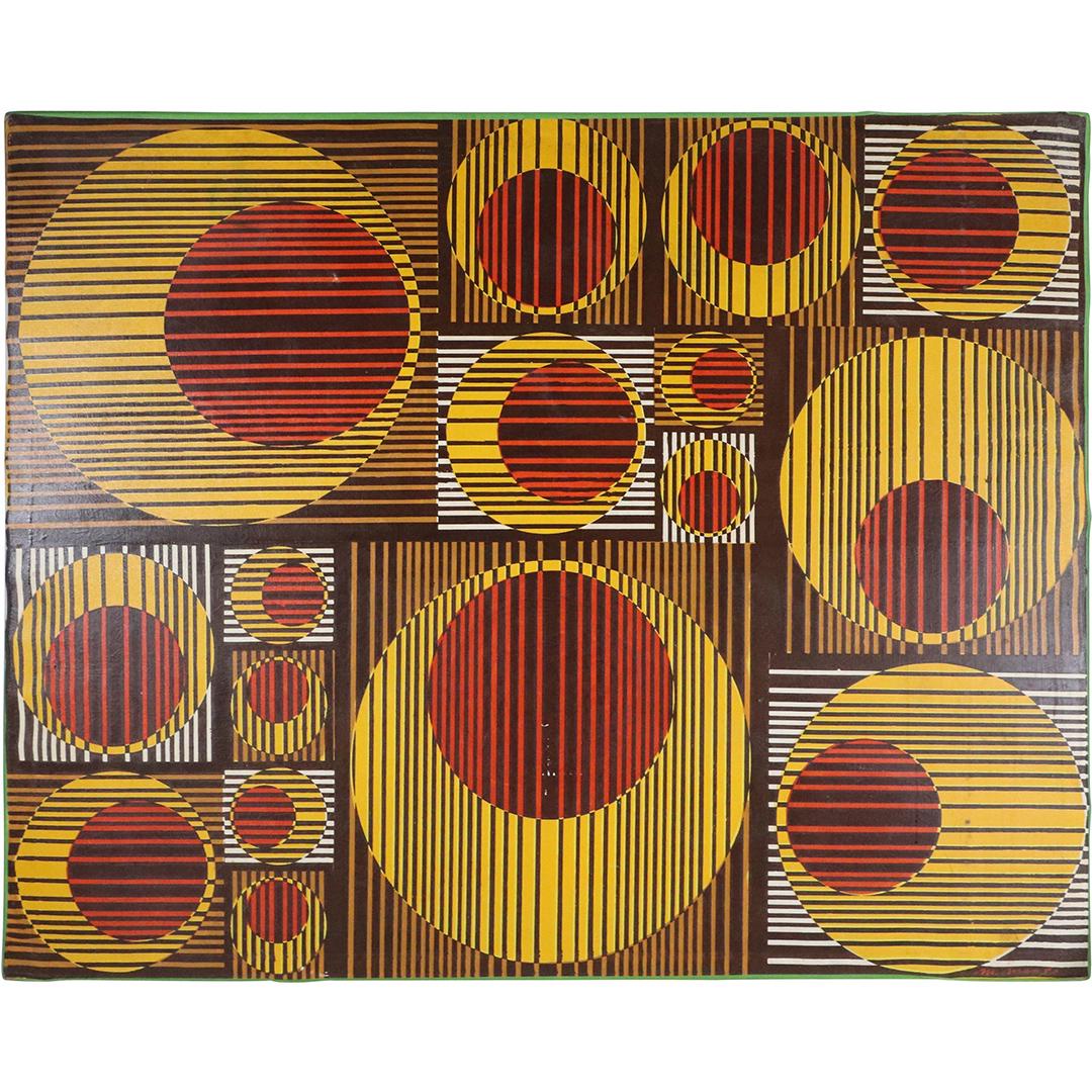 M Manso, Optical Art Abstract Mid-Century Oil Painting (1 of 8)