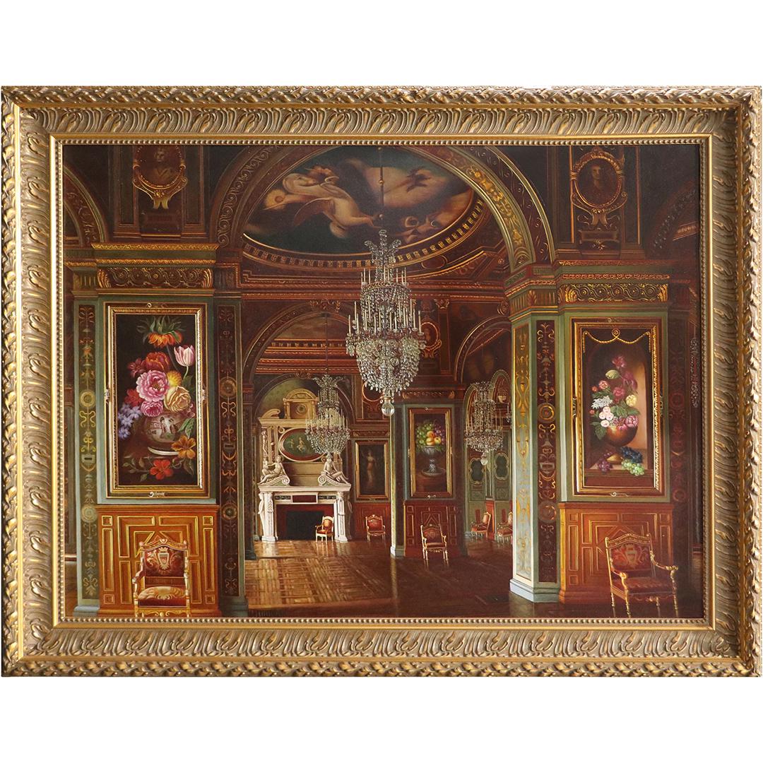 20th C. Oil Painting Interior of Art Gallery / Mansion (1 of 17)