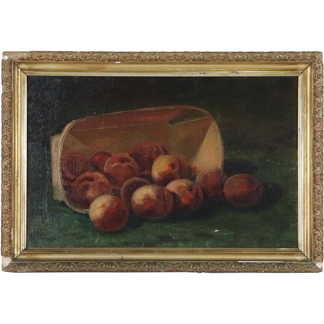 E W Dawes 1872-1945, Oil/c Spilled Basket of Peaches (1 of 8)